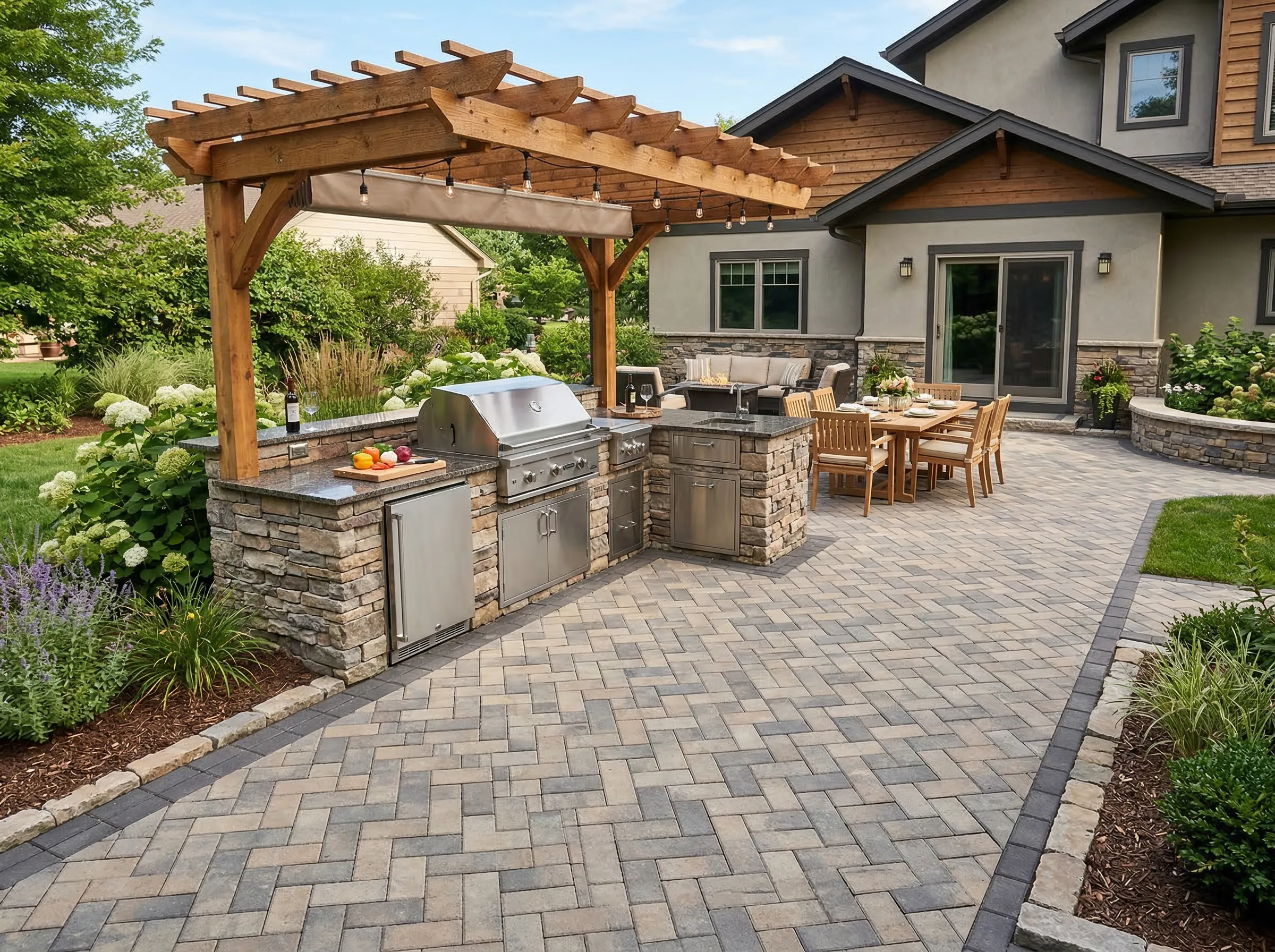 Alabama seafood grill outdoor kitchen area