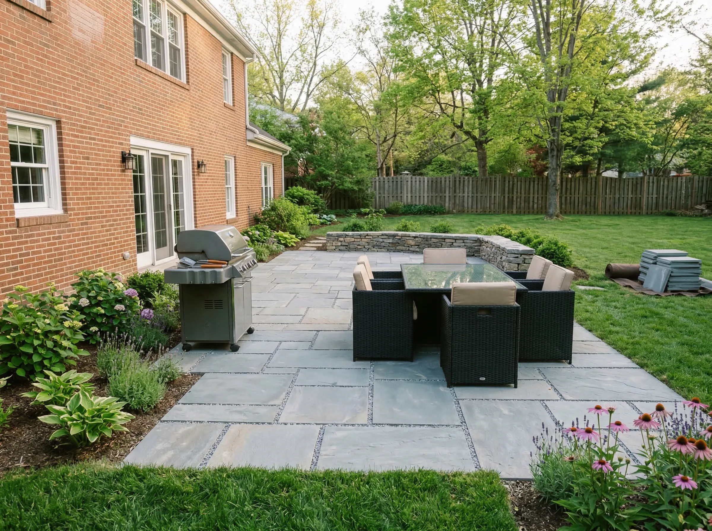 Beachfront natural stone patio construction Orange Beach AL