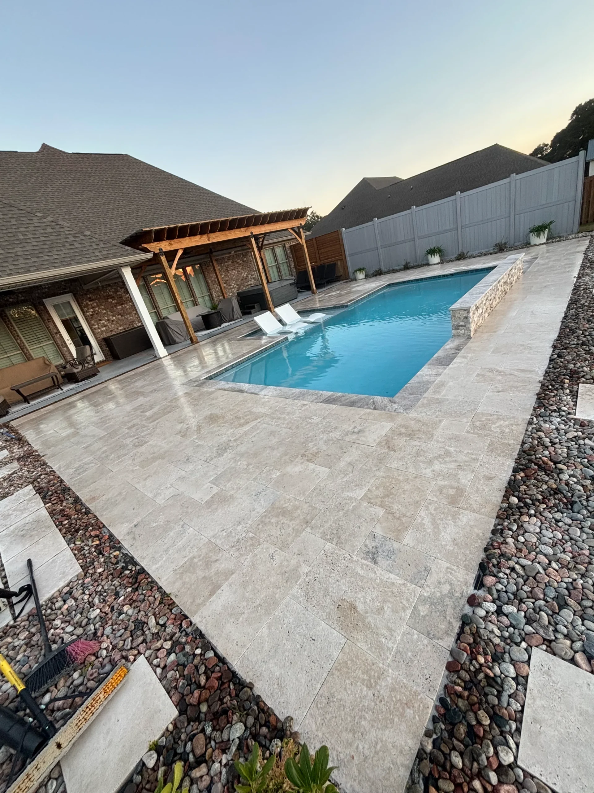 Poolside hardscaping pool deck in Orange Beach AL